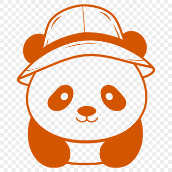 A cute black and white panda wearing a hat, designed as a vector graphic.