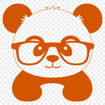 A cartoon panda wearing glasses, illustrated in vector format.