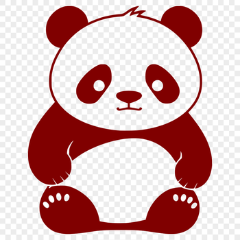 A realistic illustration of a panda, depicted in vector form with bold lines and simple shapes.