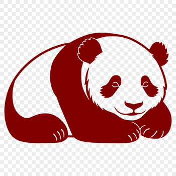 A cartoon illustration of a sleeping panda in its natural habitat, featuring a simple vector design.