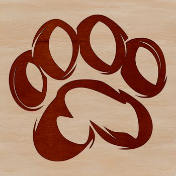 Paw print design element with clean lines and precise detail.