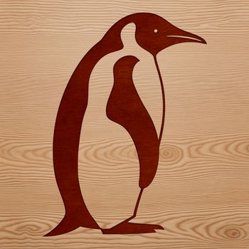 A black and white penguin standing on the ice, with feathers and beak details.