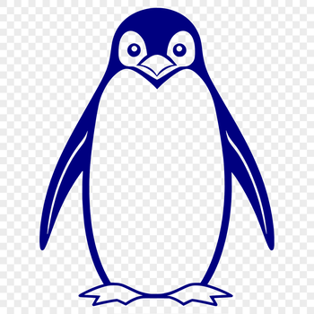 Illustration of a penguin in black outline, suitable for digital cutting machines or vector design software.
