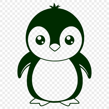 A black and white penguin in a standing position on the ice.