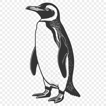 A simple line drawing of a penguin in black and white, vector design.
