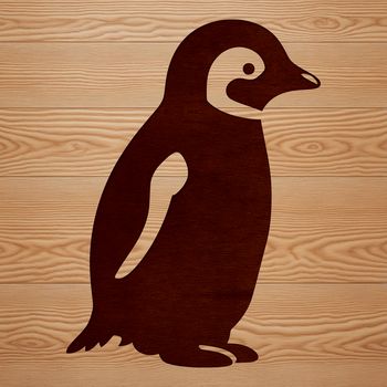A graphic representation of a penguin, a flightless bird found in the Antarctic region.