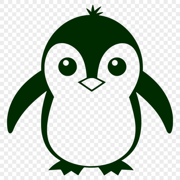 A vector graphic image of a penguin in a natural outdoor setting.