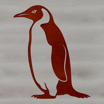A digital illustration of a penguin in black and white vector format.