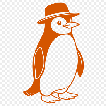 A cartoon-style illustration of a penguin perched on an ice floe.