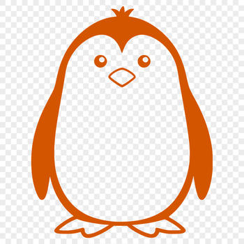 A penguin illustration in black and white.