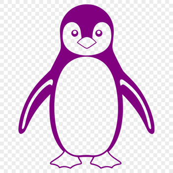 A simple illustration of a penguin in black and white line art style, suitable for vector graphics.