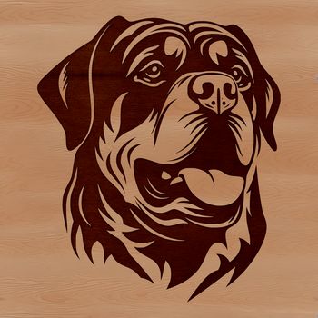 A detailed vector illustration of a Rottweiler's head from various angles.