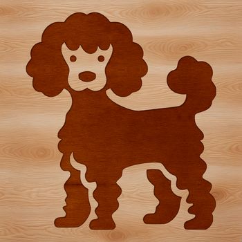 A single-line illustration of a poodle standing on its hind legs.