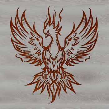 A detailed, mythical phoenix with intricate details and ornate design, suitable for vector art projects.