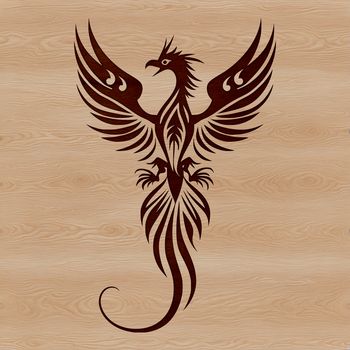 Mythical creature phoenix depicted in ornate design.