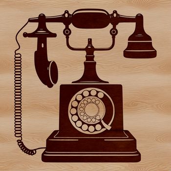 A simple vector illustration of a modern telephone with clean lines and minimal details.