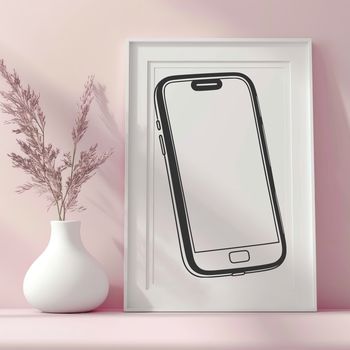 An editable vector graphic representation of a contemporary cell phone, suitable for digital designs and cutting projects.