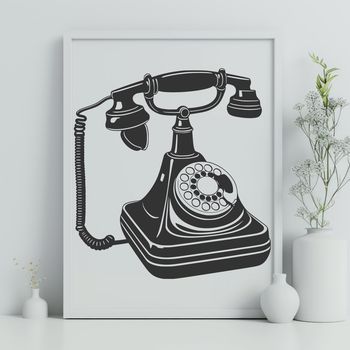 A simple illustration of a telephone with a classic design, suitable for digital applications.