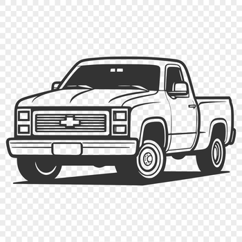 A detailed vector illustration of a pickup truck, suitable for various design applications.