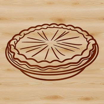 A detailed illustration of a slice of homemade dessert pie with crust and filling.