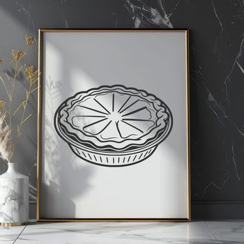 A graphic illustration of a traditional pie with a crust and filling.
