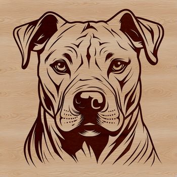 A digital illustration of the head of a Pitbull.
