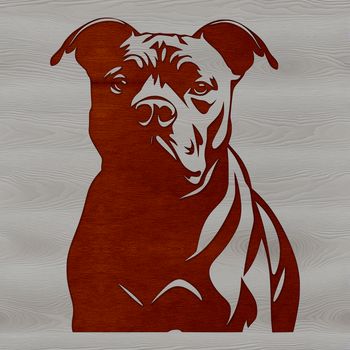 A detailed illustration of a pitbull breed dog, suitable for use in digital designs.