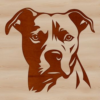 Vector illustration of a Pitbull's head with detailed features.