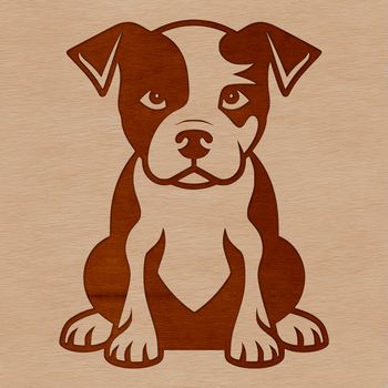 A seated Pitbull illustration with bold lines and simple shapes, suitable for vector design and cutting machine applications.