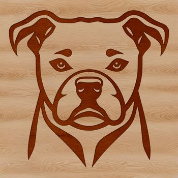 Illustrated head of a pitbull breed dog