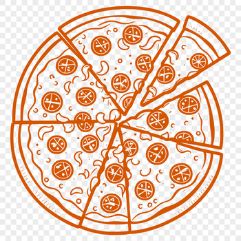 A digital illustration of a round, flatbread-style pizza with various toppings, created as vector art.