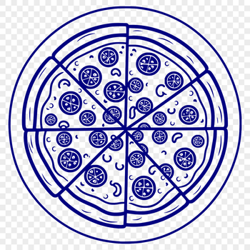 A vector illustration of a classic margherita-style pizza with melted mozzarella cheese.