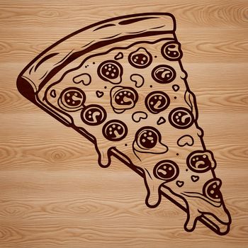 Illustration of a traditional round-cut pizza with toppings, suitable for vector design and cutting machine projects.
