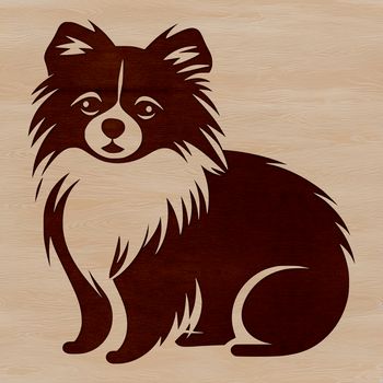 A small breed dog, sitting on its haunches.