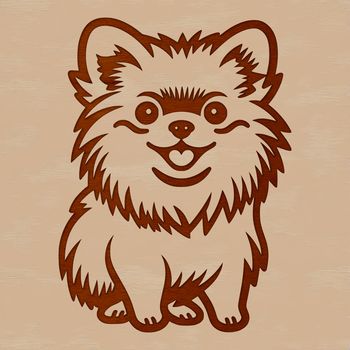 A stylized vector illustration of a sitting Pomeranian dog.