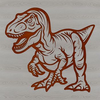 A large carnivorous dinosaur with sharp teeth and claws, typical of the Mesozoic era.