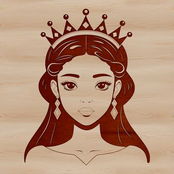 A digital illustration of a young female princess in a fairytale setting.