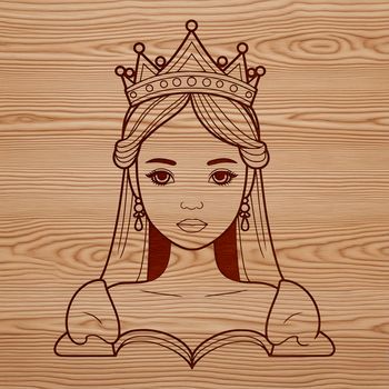 A young female princess with a kind expression, illustrated in vector art style.