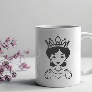 A stylized illustration of a young female princess in a regal pose, suitable for digital design projects.