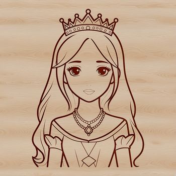A young female princess in a formal gown, suitable for vector graphics and design.