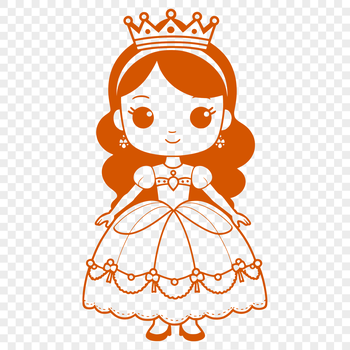 Female character in regal attire, suitable for vector graphics and cutting machine designs.