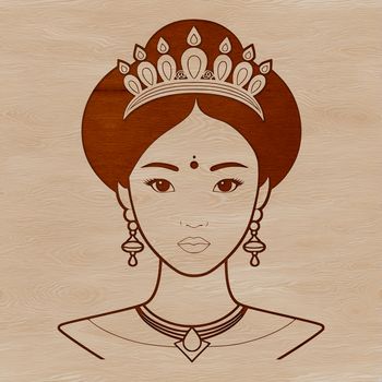 A digital illustration of a young female princess in medieval attire, suitable for vector art designs.