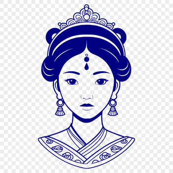 A young female princess with a crown, suitable as vector art for commercial or personal projects.