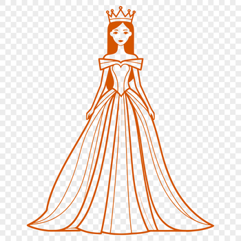 A young girl princess character designed as vector art for digital use.