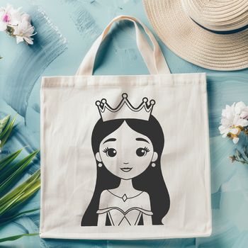 An illustrated female character dressed in royal attire.