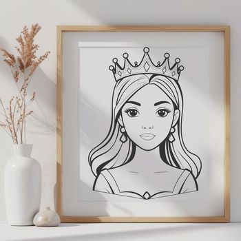 Girl princess SVG clip art design suitable for digital use.