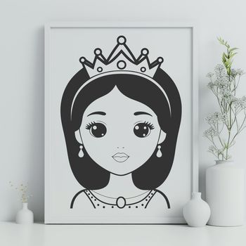 A digital illustration of a princess girl in a regal pose, created using vector graphics.