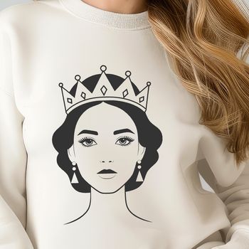 A young female princess character in a stylized, vector format.