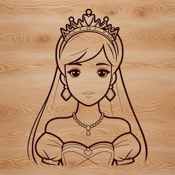 Illustrated female princess character in a fantasy setting, created as a vector graphic design.