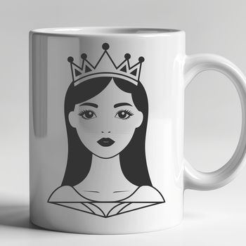 A royalty-inspired clipart illustration of a girl in royal attire designed as an SVG file.